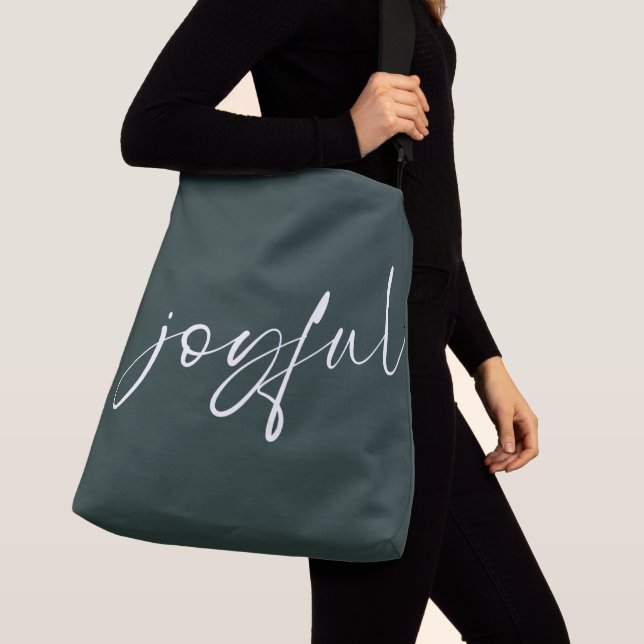 Joyful Modern Calligraphy Dark Green  Crossbody Bag (Close Up)