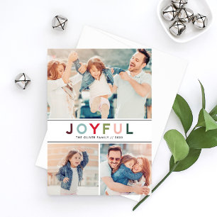 Joyful   Modern Colourful Photo Collage Holiday Card