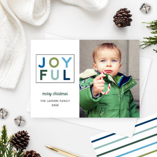 Joyful   Modern Colourful Photo Holiday Card