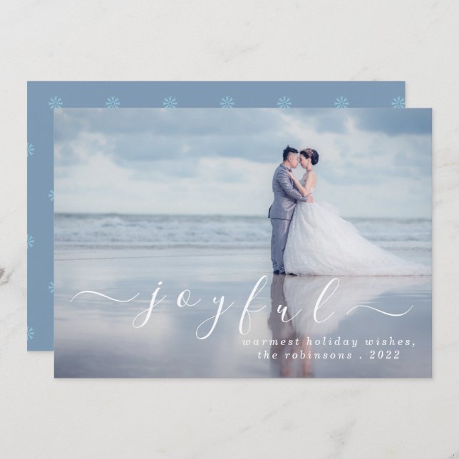 Joyful Modern Custom Photo Christmas Holidays Holiday Card (Front/Back)
