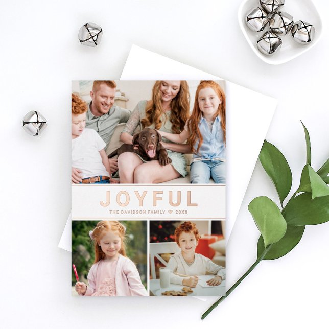 Joyful Modern Family Photo Collage Rose Gold (Creator Uploaded)
