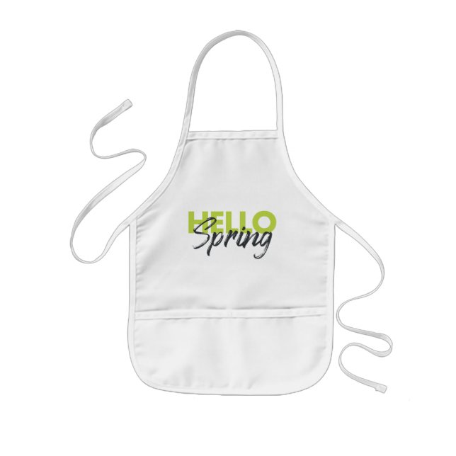 Joyful, modern, fun, vibrant design Hello Spring Kids Apron (Front)