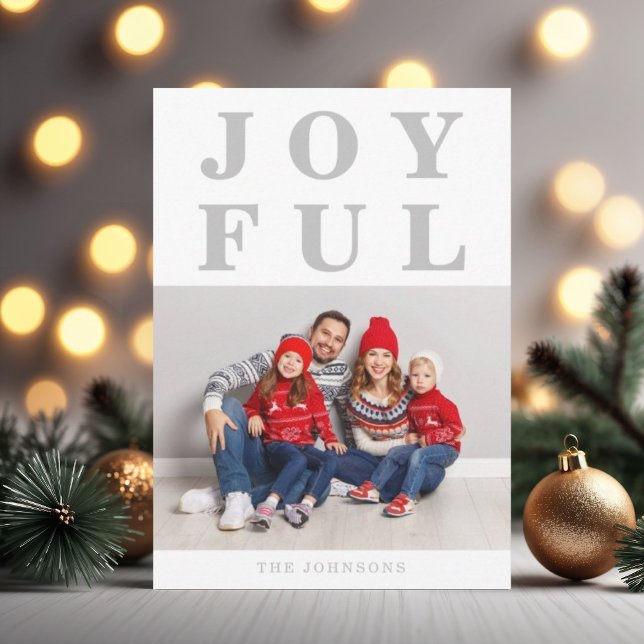 Joyful Modern Grey Photo Christmas Holiday Card (Joyful Modern Gray Photo Christmas Holiday Card)
