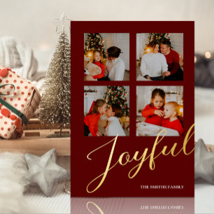 Joyful Modern Minimalist Red Gold Script Photo