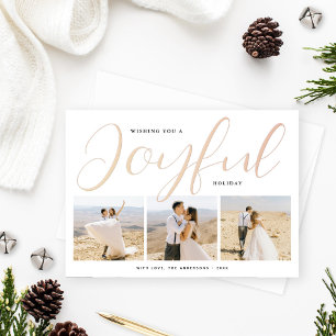 Joyful Modern Rose Gold Script Photo Collage