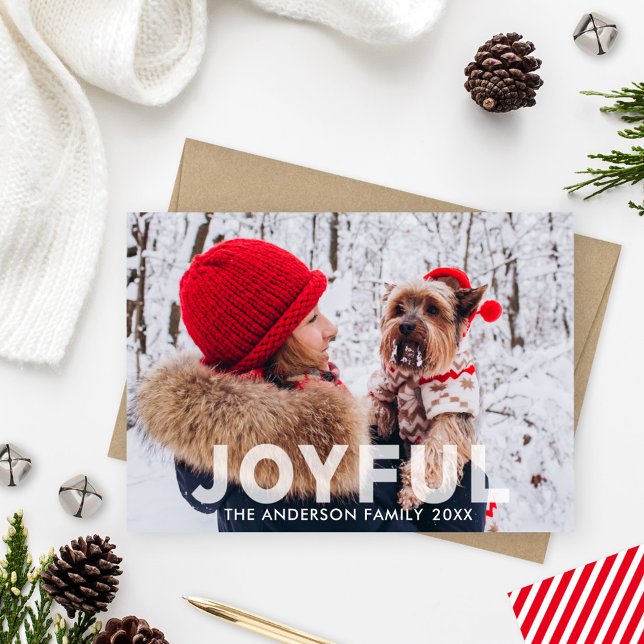 Joyful Modern Translucent Overlay Photo Holiday Card (Creator Uploaded)