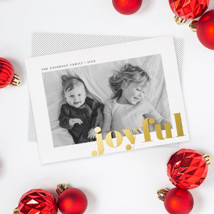 Joyful Modern Type Christmas Photo Gold