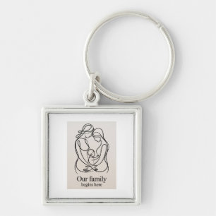 Joyful moment of two mums expecting a baby key ring