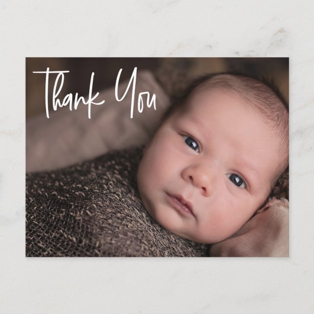 Joyful Moments: Customisable Baby Thank You Photo  Announcement Postcard (Front)