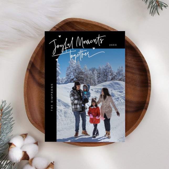 Joyful Moments Together Black Christmas Photo Holiday Card (Creator Uploaded)