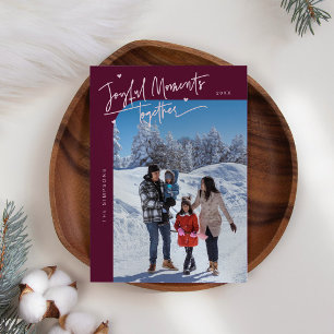 Joyful Moments Together Cranberry Christmas Photo Holiday Card