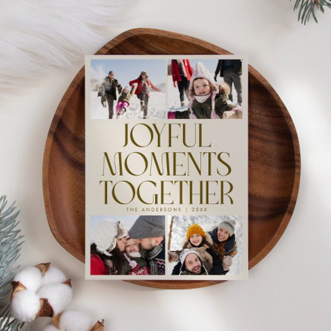 Joyful Moments Together Cream Multi Photo Holiday Card (Creator Uploaded)