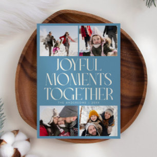 Joyful Moments Together Denim Blue Multi Photo Holiday Card