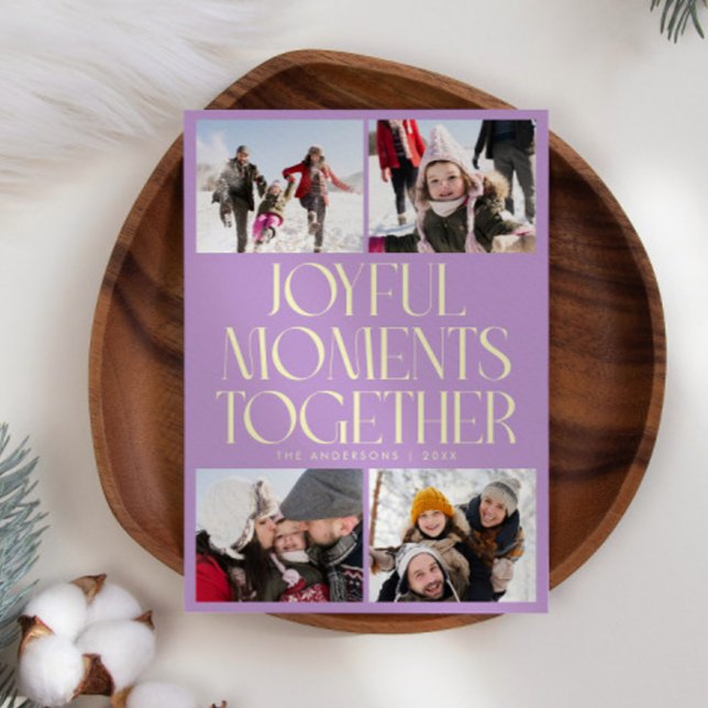 Joyful Moments Together Lemon Wisteria Multi Photo Holiday Card (Creator Uploaded)