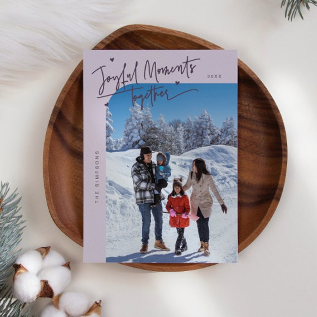 Joyful Moments Together Purple Christmas Photo Holiday Card (Creator Uploaded)
