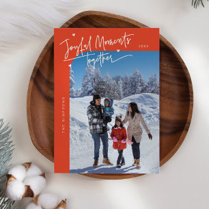 Joyful Moments Together Red Christmas Photo Holiday Card
