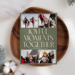 Joyful Moments Together Sage Green Multi Photo Holiday Card