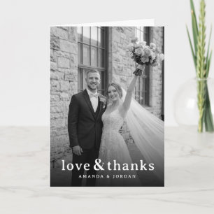 Joyful Monochrome Wedding Photo Thank You Card