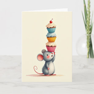 Joyful Mouse Cupcake Birthday Card