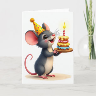 Joyful Mouse Party Hat Card
