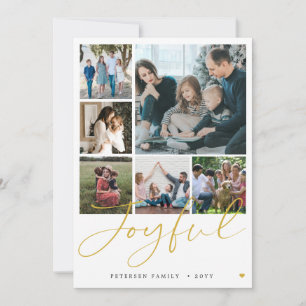 Joyful multi photo collage Christmas Holiday Card