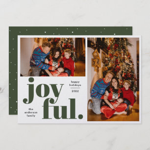 Joyful Multi Photo Green Holiday Card