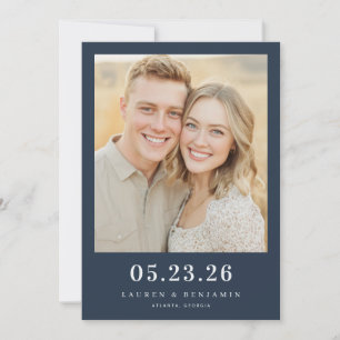 Joyful Navy Contemporary Photo Save The Date