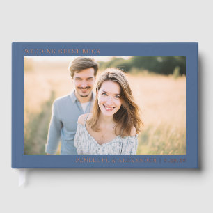Joyful Navy Elegant Photo Guest Book
