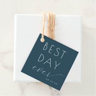 Joyful Navy Typographic Celebration Favour Tags