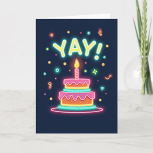 Joyful Neon Cake Card