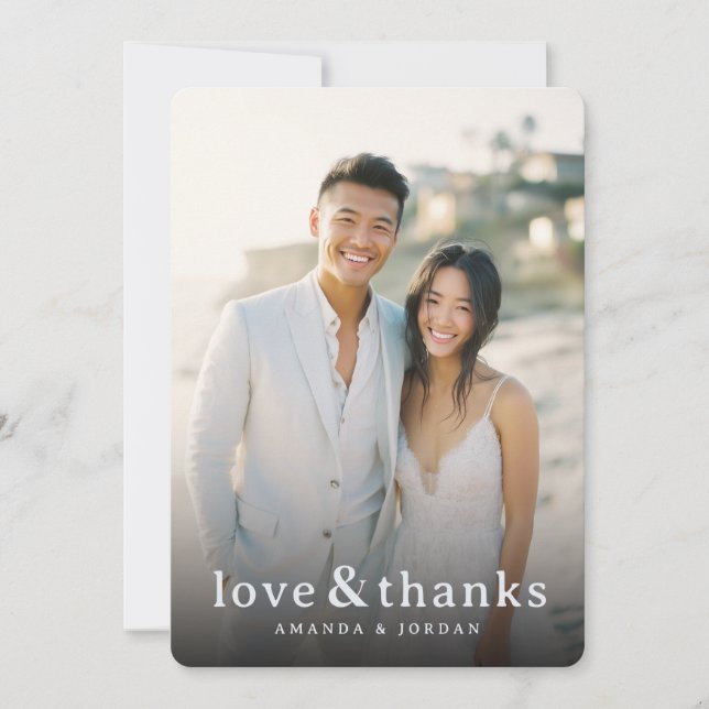 Joyful Neutral Elegant Photo Thank You Card (Front)
