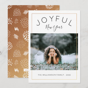 Joyful New Year Photo Card   Gold