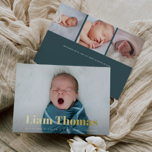 Joyful News Photo Collage Foil Birth Announcement