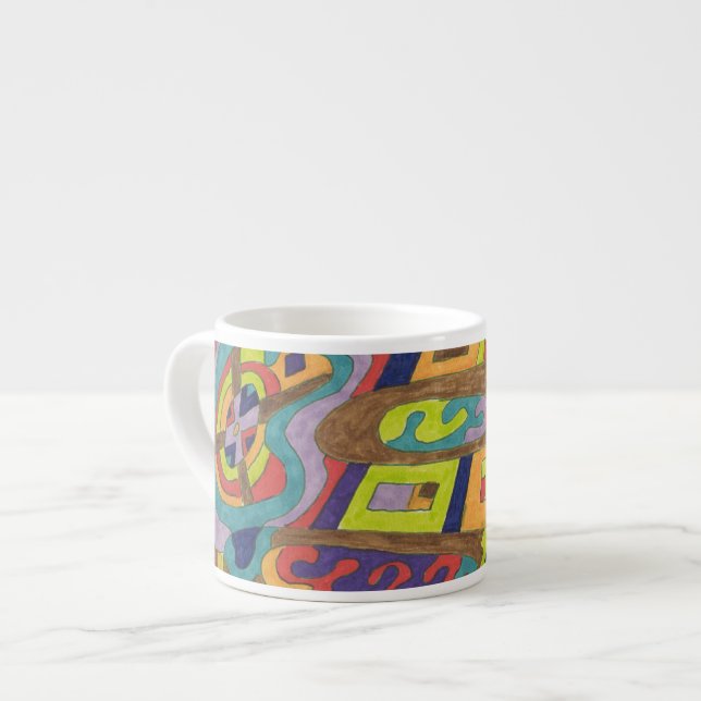 "Joyful Noise" Abstract Art Espresso Cup (Front Left)