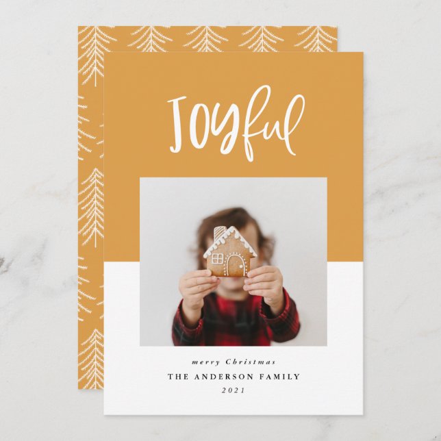 Joyful one photo script text modern holiday (Front/Back)