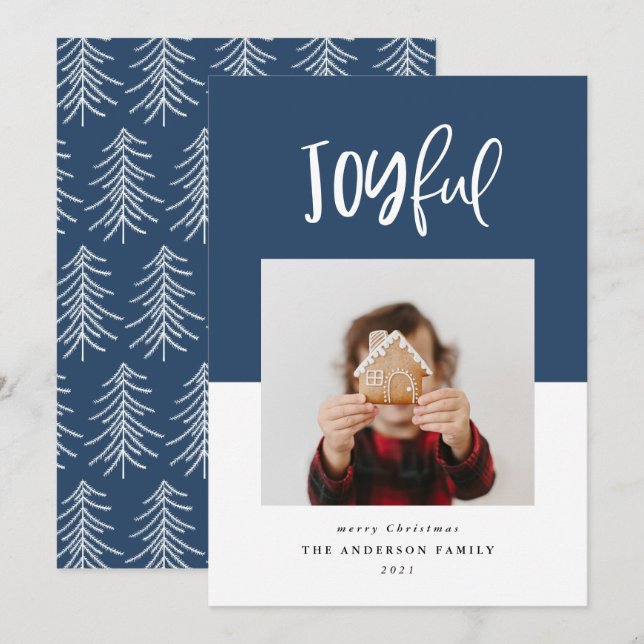 Joyful one photo script text modern holiday (Front/Back)