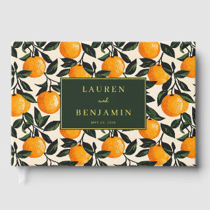 Joyful Orange Botanical Illustration Guest Book