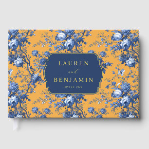 Joyful Orange Floral Romance Guest Book