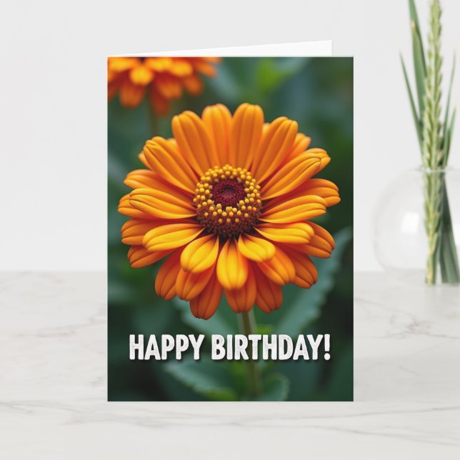 Joyful Orange Flower Card (Front)