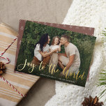 Joyful Overlay Photo<br><div class="desc">Create your holiday photo cards quickly and easily with this simple and elegant design. Card features your favourite horizontal or landscape orientated photo in full bleed, with "joy to the world" overlaid in gold foil script lettering. Personalise with your names and the year along the bottom. Cards reverse to a...</div>