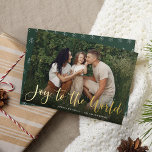 Joyful Overlay Photo<br><div class="desc">Create your holiday photo cards quickly and easily with this simple and elegant design. Card features your favorite horizontal or landscape oriented photo in full bleed, with "joy to the world" overlaid in gold foil script lettering. Personalize with your names and the year along the bottom. Cards reverse to a...</div>