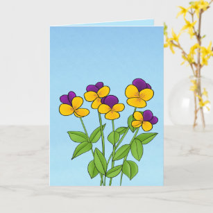 Joyful Pansy Flowers Blank  Card