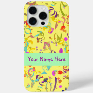 Joyful Party Colours Confetti Toss Over Yellow iPhone 15 Pro Max Case