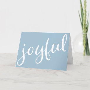 Joyful Pastel Blue Script Christmas Holiday Card