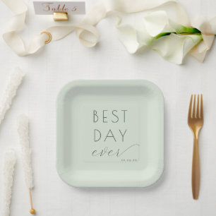 Joyful Pastel Green Celebration Paper Plate