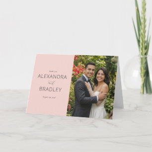 Joyful Pastel Pink Elegant Photo Thank You Card