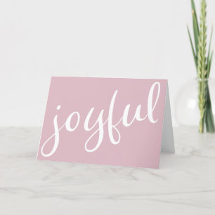 Joyful Pastel Pink Script Christmas Holiday Card