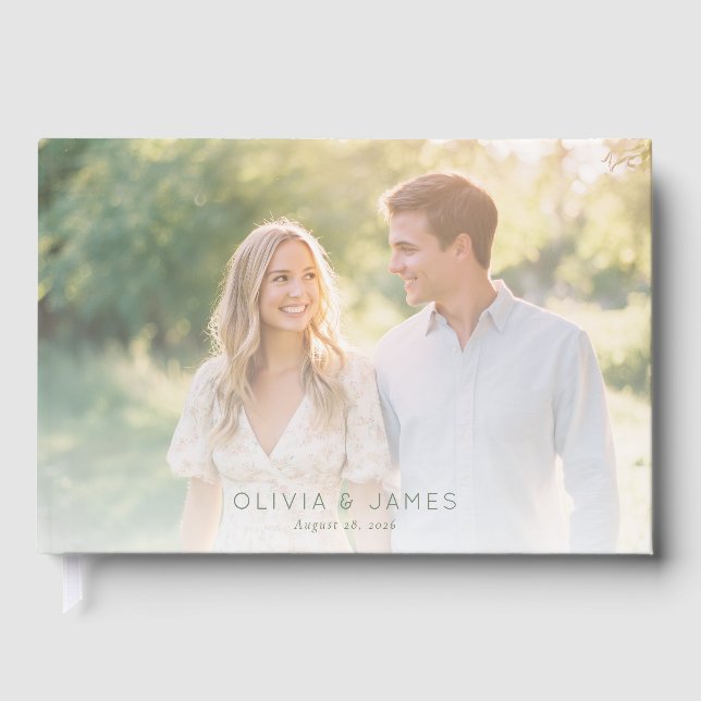 Joyful Pastel Romantic Photo Guest Book (Front)