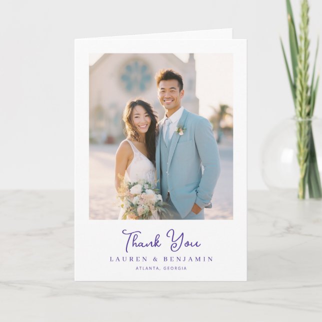 Joyful Pastel Romantic Photo Thank You Card (Front)
