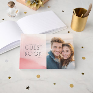 Joyful Pastel Watercolor Photo Collage Guest Book